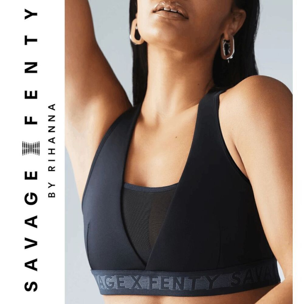 SAVAGE X FENTY Main Player Medium-Impact Black Sports Bra SIZE S NEW WITH TAGS